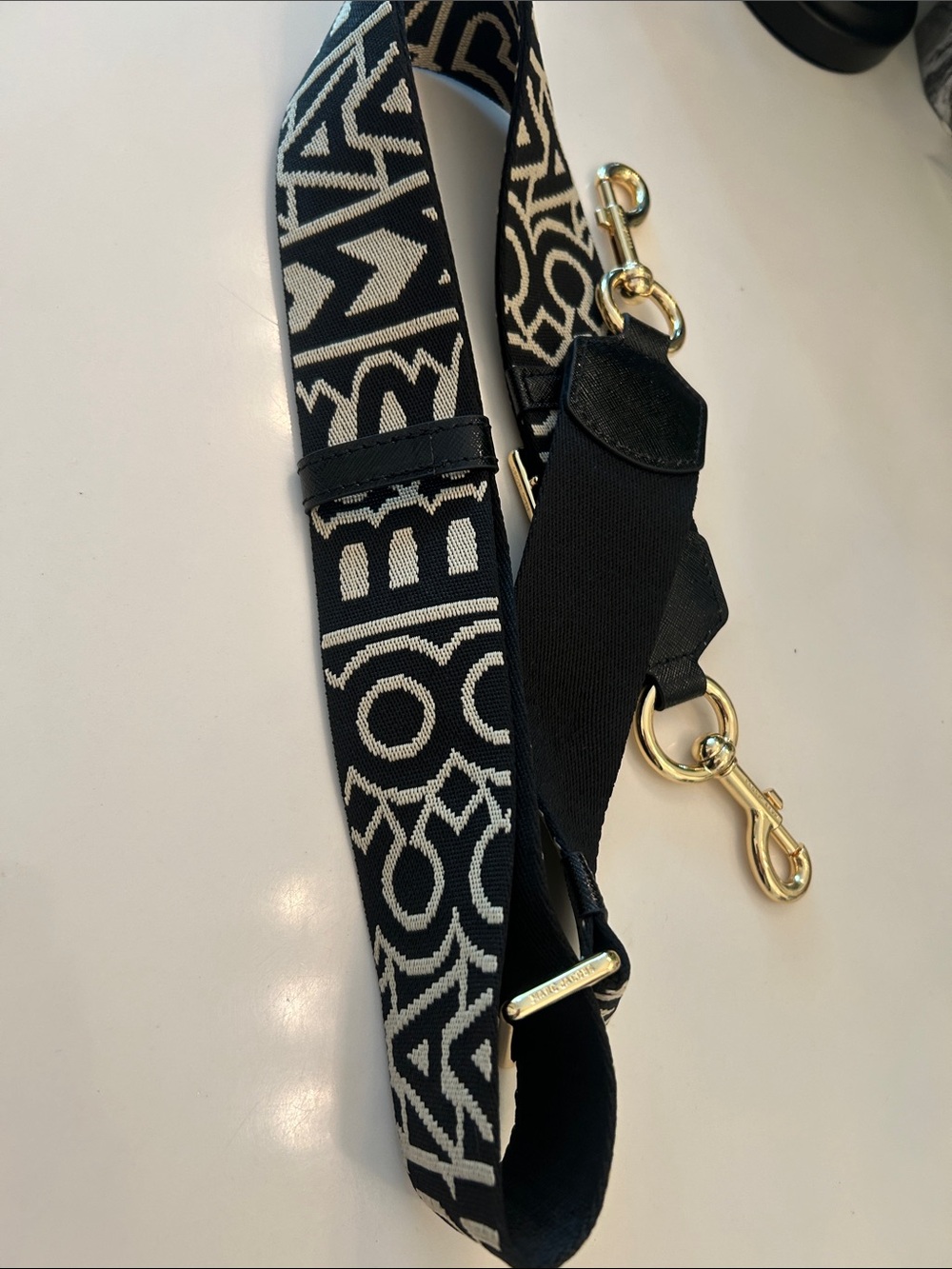 Marc Jacobs Black / Cream Bag Strap with Gold Hardware